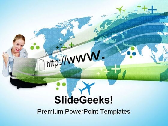 Woman On Laptop Internet PowerPoint Templates And PowerPoint Backgrounds 0811