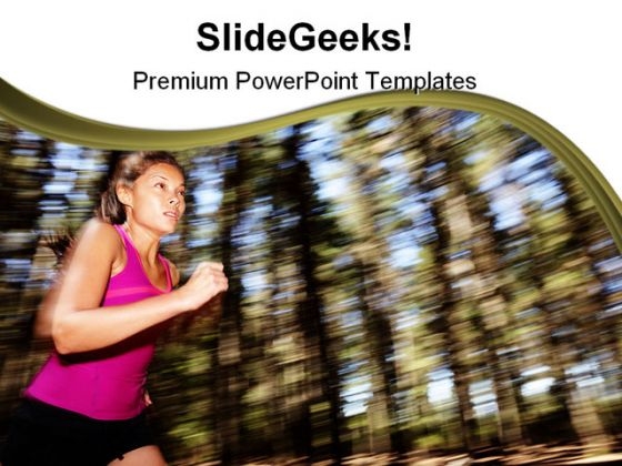 Woman Running Health PowerPoint Themes And PowerPoint Slides 0411