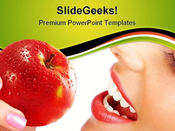 Woman With Apple Food Health PowerPoint Templates And PowerPoint Backgrounds 0911