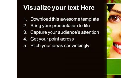 Woman With Fruits Health PowerPoint Themes And PowerPoint Slides 0811