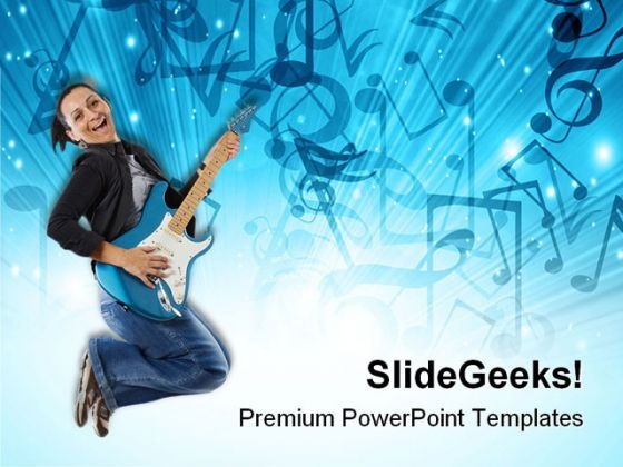 Woman With Guitar Music PowerPoint Templates And PowerPoint Backgrounds 0811