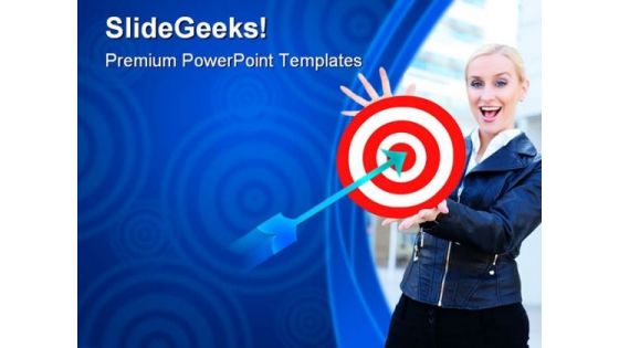Woman With Target Business PowerPoint Themes And PowerPoint Slides 0611