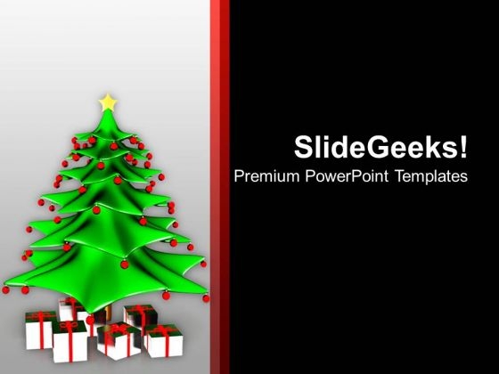Wonderful Christmas Tree With Gifts PowerPoint Templates Ppt Backgrounds For Slides 1212