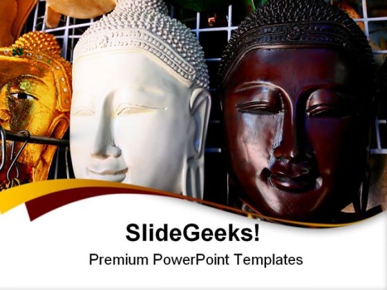 Wooden Mask Of Buddha Religion PowerPoint Templates And PowerPoint Backgrounds 0511
