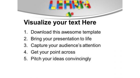 Word Learn Using Lego Blocks Education PowerPoint Templates Ppt Backgrounds For Slides 1212