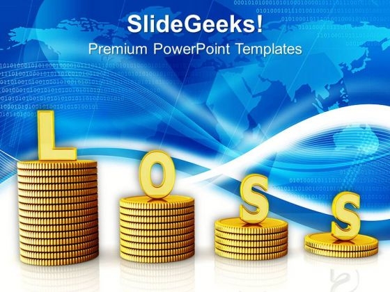 Word Loss On Stack Of Coins PowerPoint Templates Ppt Backgrounds For Slides 0213