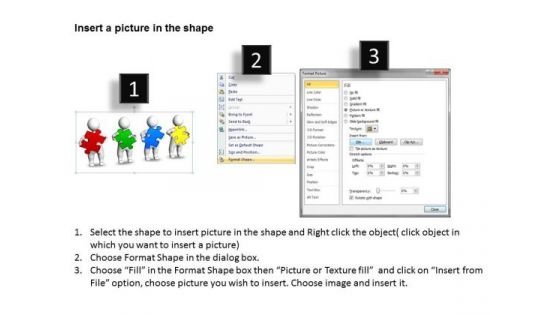 Work Flow Business Process Diagram 3d Men With Colored Puzzles PowerPoint Templates