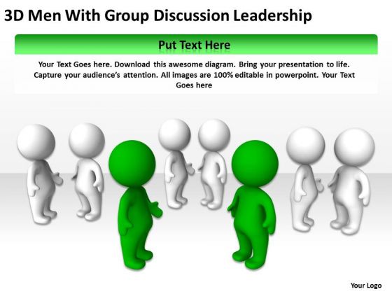 Work Flow Business Process Diagram 3d Men With Group Discussion Leadership PowerPoint Slides