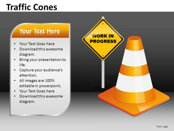 Work In Progress Traffic Cones PowerPoint Templates Ppt Slides