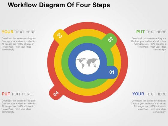 Workflow Diagram Of Four Steps PowerPoint Template