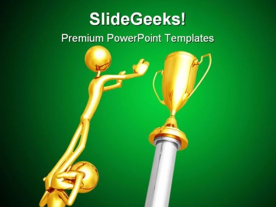 Working Together For Gold Trophy Business PowerPoint Themes And PowerPoint Slides 0511