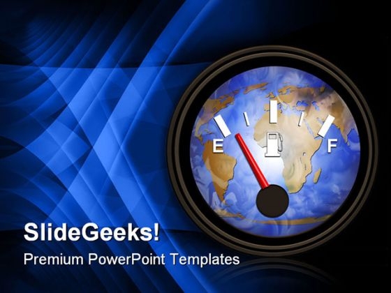 World Gasoline Meter Geographical PowerPoint Template 0810