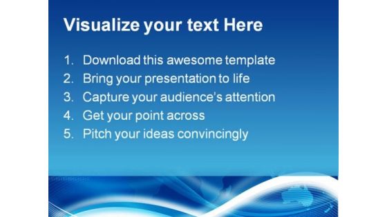 World Map Blue Background PowerPoint Template 0910