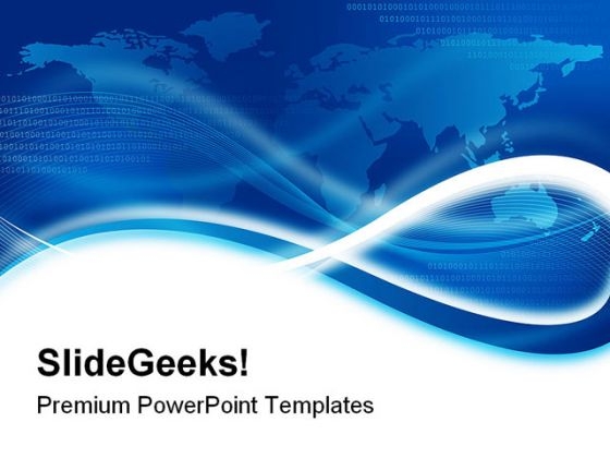World Map Blue Background PowerPoint Template 0910