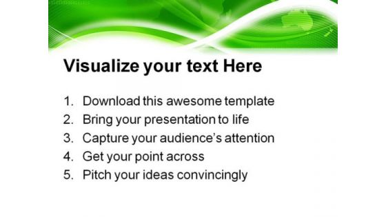 World Map Green Background PowerPoint Template 0910