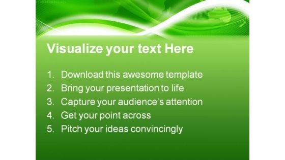 World Map Green Background PowerPoint Template 0910