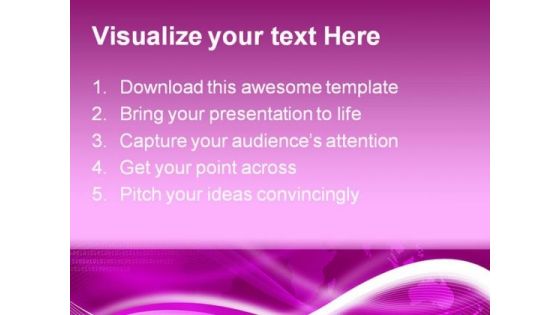 World Map Magenta Background PowerPoint Template 0910