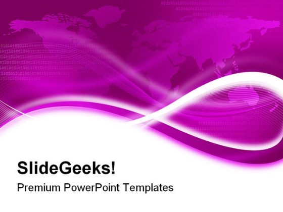 World Map Magenta Background PowerPoint Template 0910