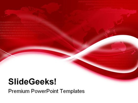 World Map Red Background PowerPoint Template 0910