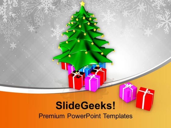Xmas Tree With Colored Gifts PowerPoint Templates Ppt Backgrounds For Slides 0113