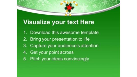 Yellow Candy Cane With Red Flower PowerPoint Templates Ppt Backgrounds For Slides 0113