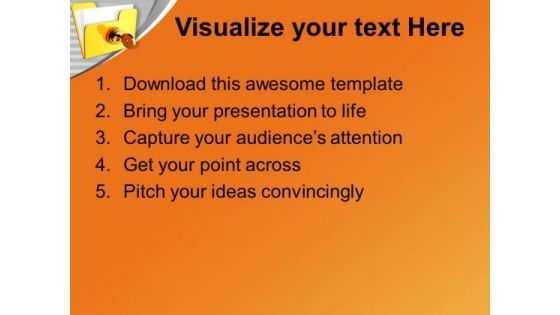 Yellow Computer Folder With Golden Key PowerPoint Templates Ppt Backgrounds For Slides 0313