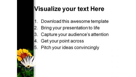 Yellow Flower And Butterfly Nature PowerPoint Themes And PowerPoint Slides 0211