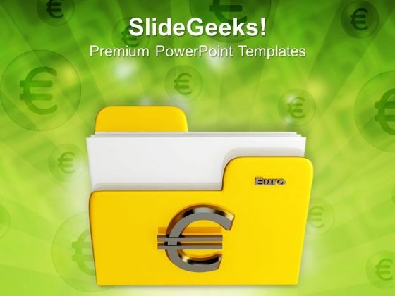 Yellow Folder Icon With Euro Sign Internet PowerPoint Templates And PowerPoint Themes 1112