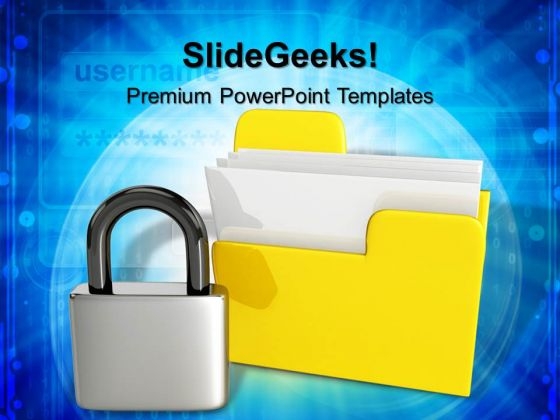 Yellow Folder With Lock Security PowerPoint Templates And PowerPoint Themes 1112