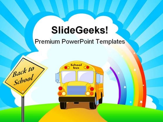 Yellow School Bus Education PowerPoint Template 1110
