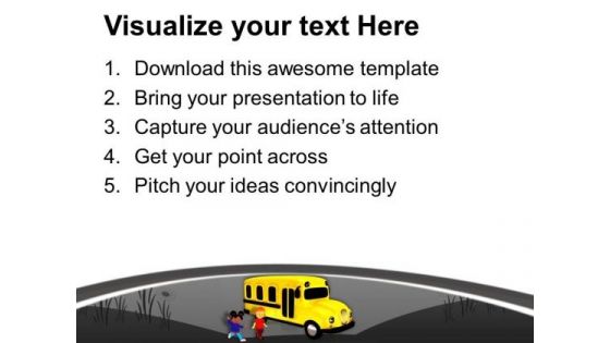 Yellow School Bus With Childrens Education PowerPoint Templates Ppt Backgrounds For Slides 0313