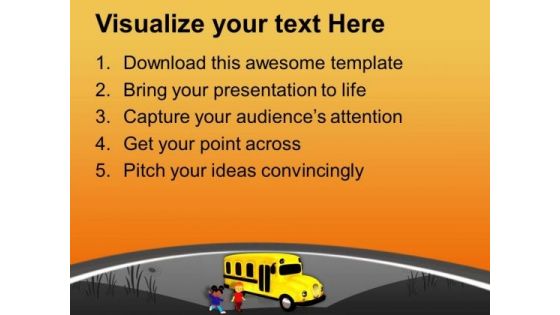 Yellow School Bus With Childrens Education PowerPoint Templates Ppt Backgrounds For Slides 0313