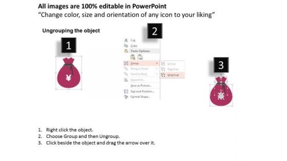 Yen Growth Arrow On Money Bags PowerPoint Templates