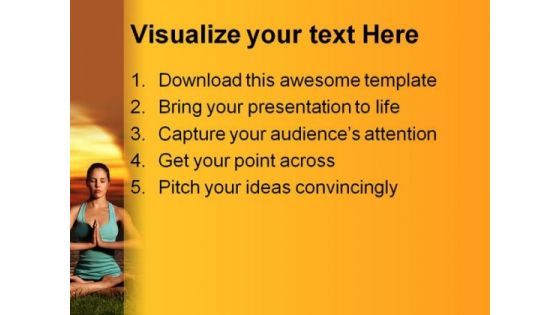 Yoga Sunrise Health PowerPoint Themes And PowerPoint Slides 0411