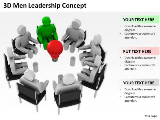 Young Business People 3d Men Leadership Concept PowerPoint Templates Ppt Backgrounds For Slides