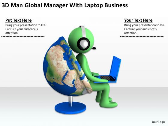 Young Business People Manager With Laptop Free PowerPoint Templates