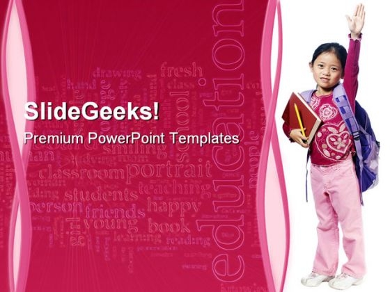 Young Child With School Bag Education PowerPoint Backgrounds And Templates 1210