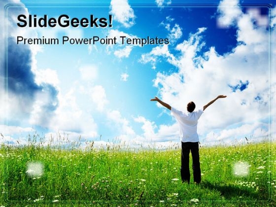 Young Man Standing In Field Nature PowerPoint Templates And PowerPoint Backgrounds 0311