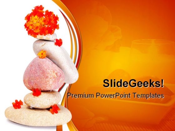 Zen Stones And Flowers Beach PowerPoint Themes And PowerPoint Slides 0411