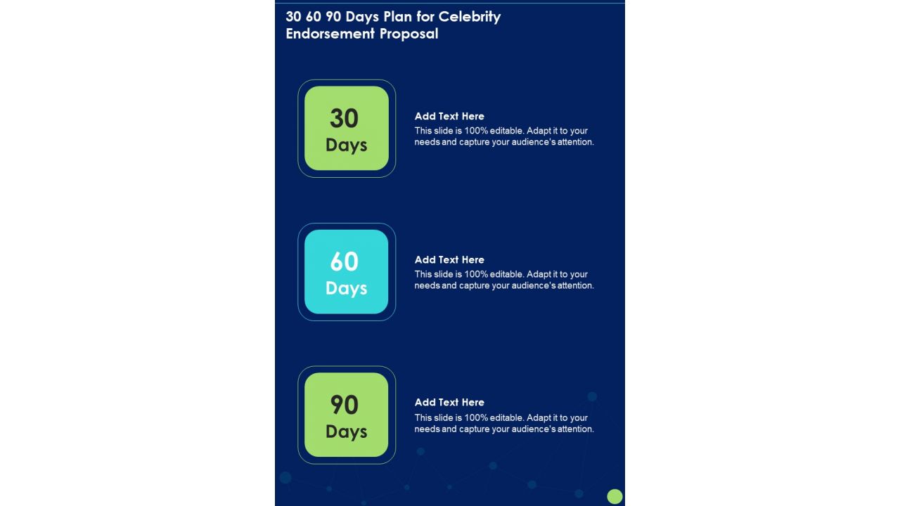 30 60 90 Days Plan For Celebrity Endorsement Proposal One Pager Sample Example Document