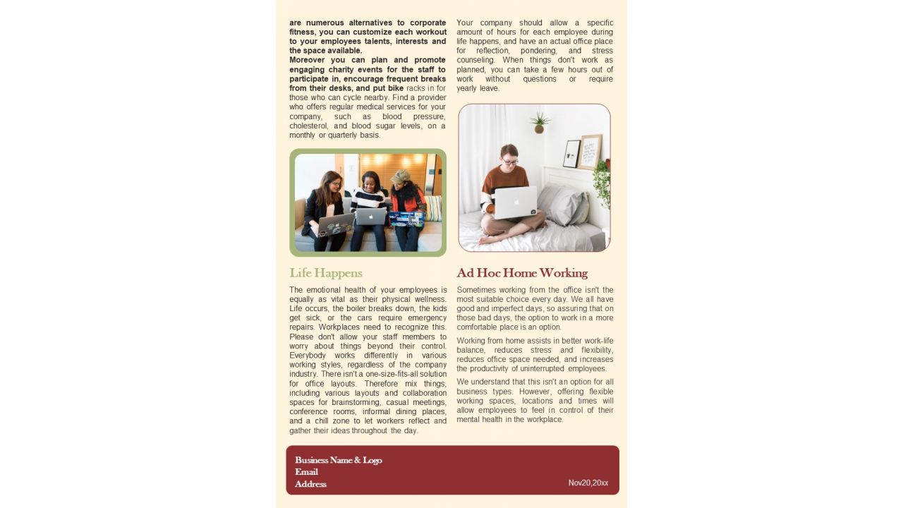 Bifold One Pager Healthy Lifestyle Promotions Newsletter Template