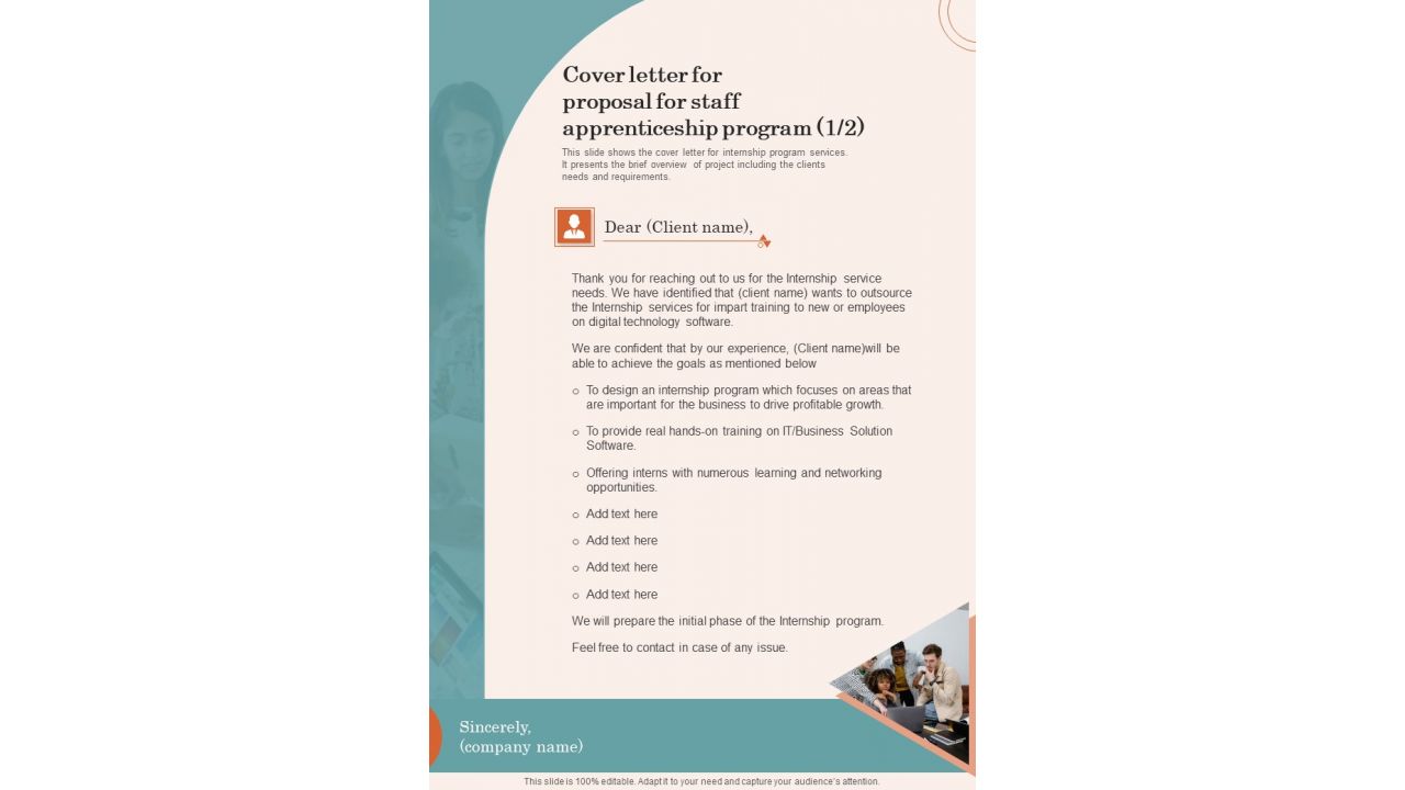 Cover Letter For Proposal For Staff Apprenticeship Program One Pager Sample Example Document
