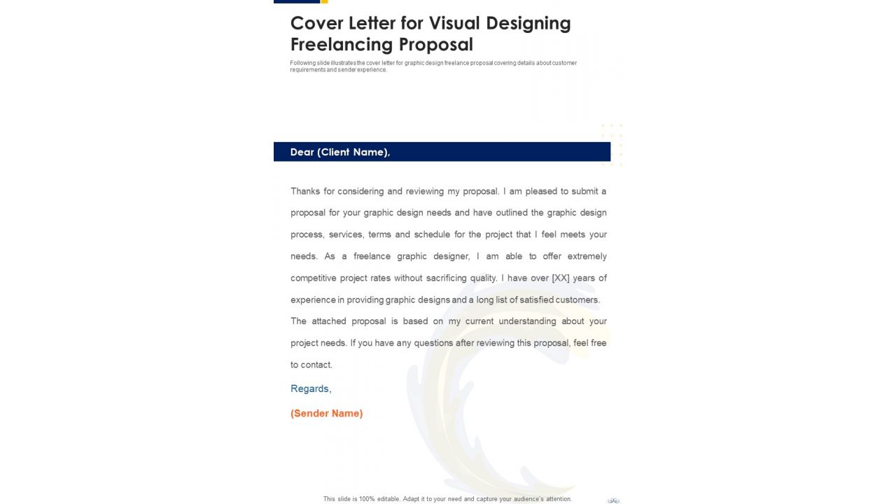 Cover Letter For Visual Designing Freelancing Proposal One Pager Sample Example Document