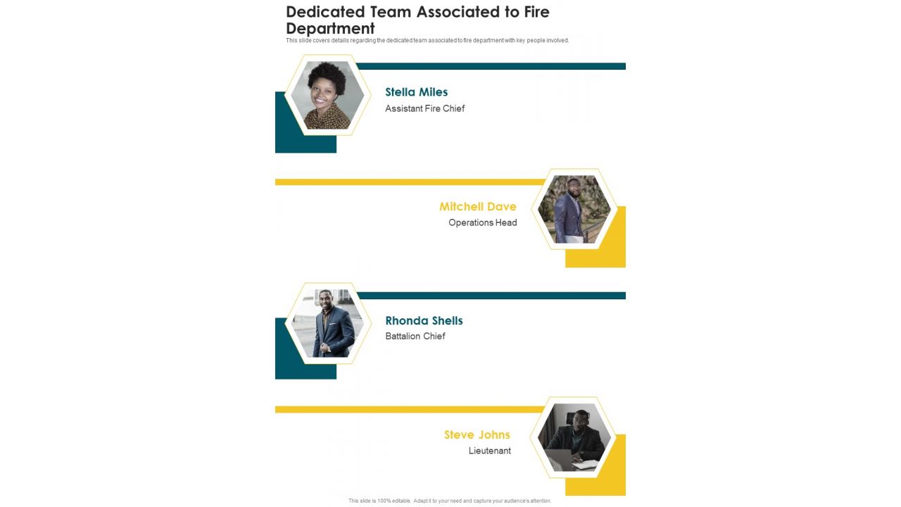 Dedicated Team Associated To Fire Department One Pager Documents