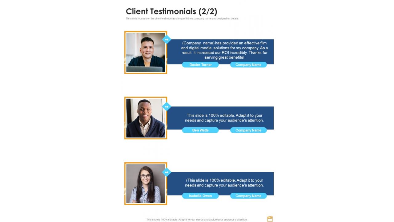 Film And Broadcasting Proposal Client Testimonials One Pager Sample Example Document