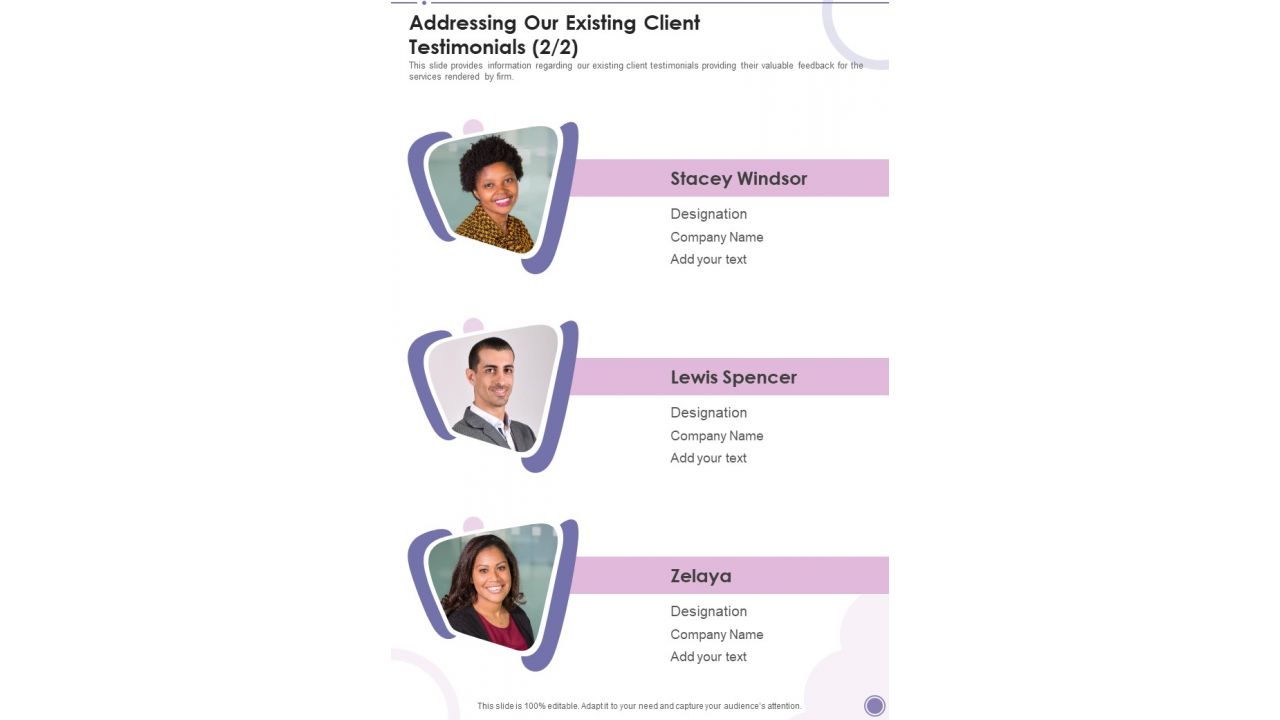 Music Concert Funding Addressing Our Existing Client Testimonials One Pager Sample Example Document