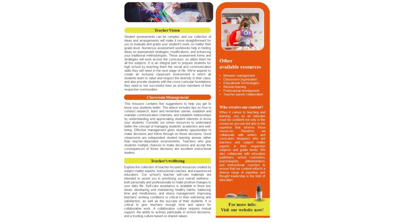One Pager Elementary School Teaching Newsletter PDF Document PPT Template