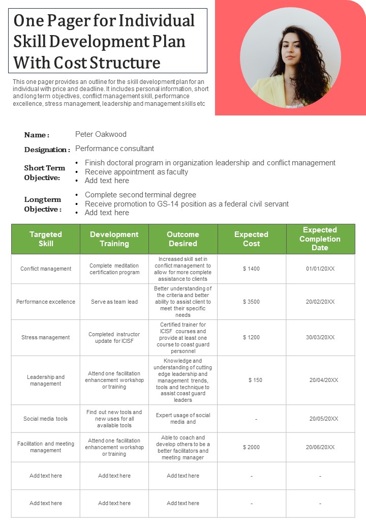 One_Pager_For_Individual_Skill_Development_Plan_With_Cost_Structure_PDF_Document_PPT_Template_Slide_1.jpg