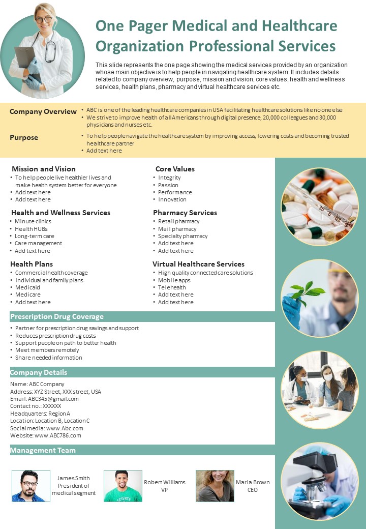 One_Pager_Medical_And_Healthcare_Organization_Professional_Services_PDF_Document_PPT_Template_Slide_1.jpg