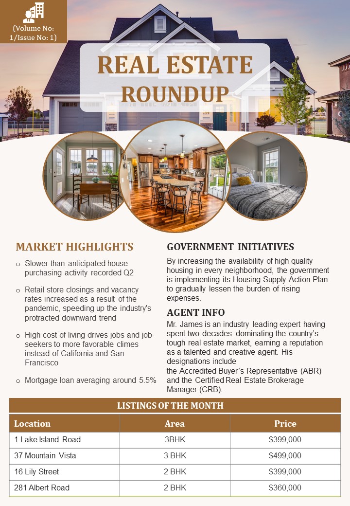 One_Pager_Real_Estate_Broker_Newsletter_For_Home_Buyers_PDF_Document_PPT_Template_Slide_1.jpg